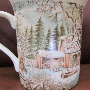 Vintage pastel country farm scenes  2 coffee mugs